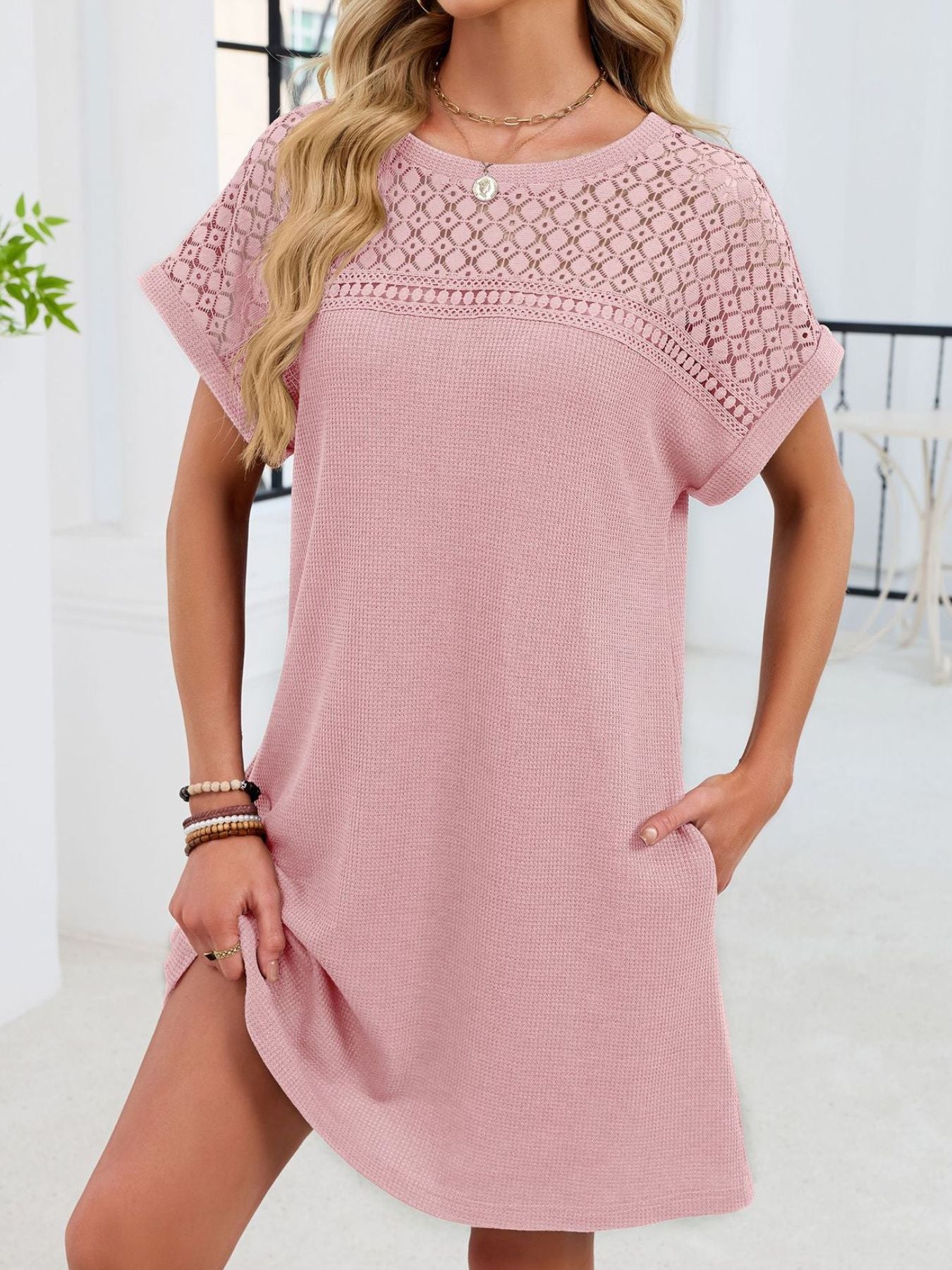 Lace Cutout T-Shirt Dress
