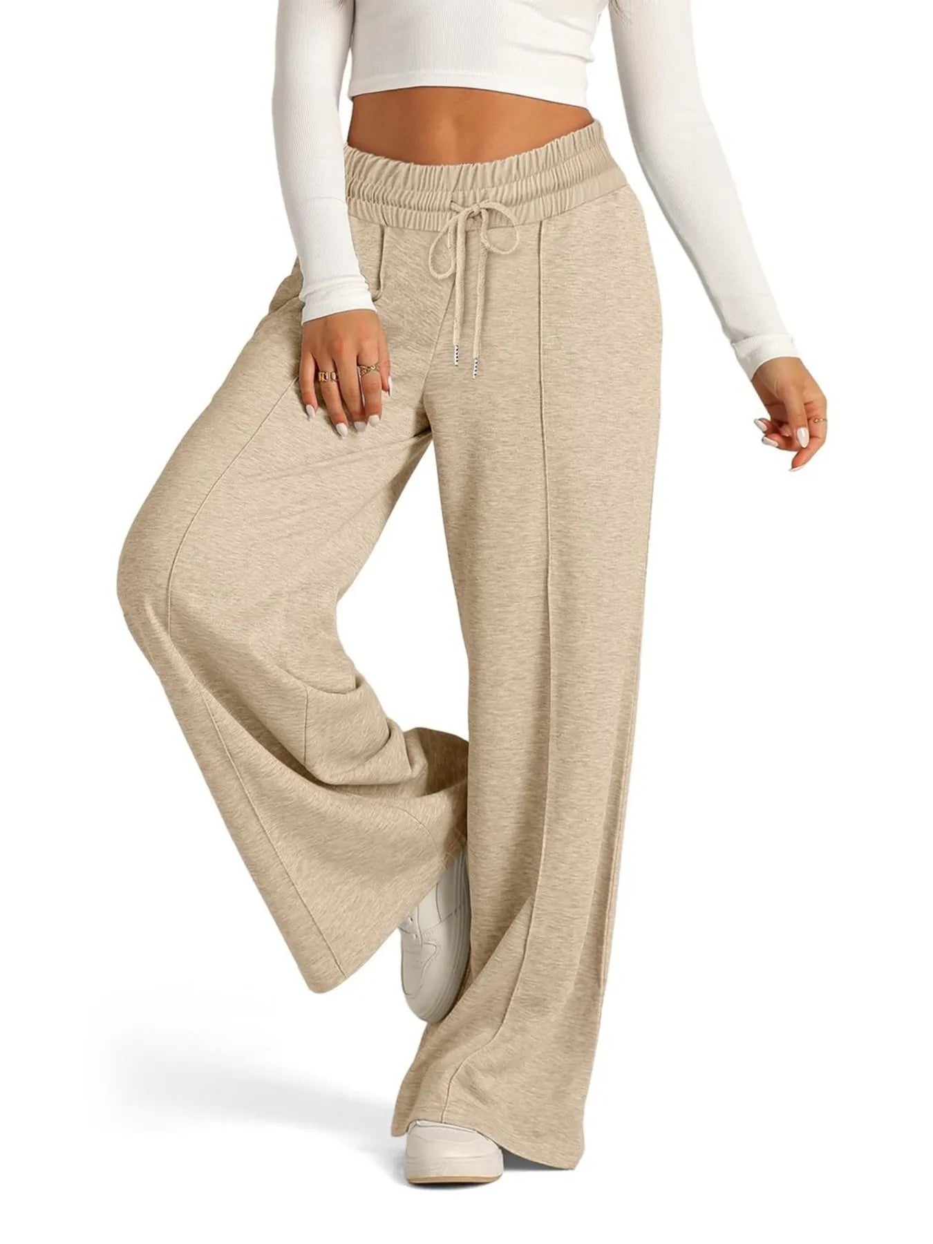 Drawstring Relaxed Wide Leg Pants