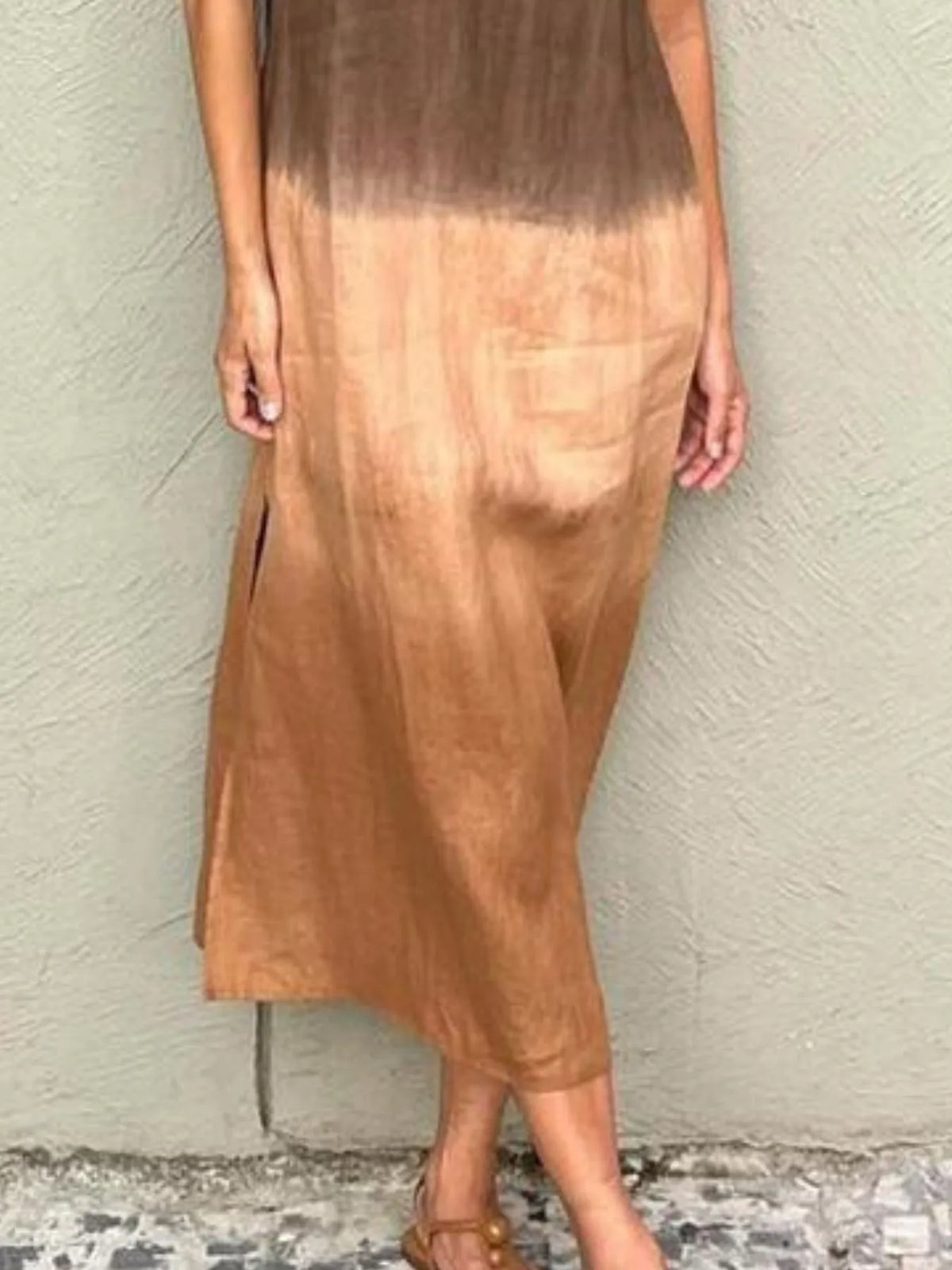 Gradient Tank Midi Dress with Side Slit