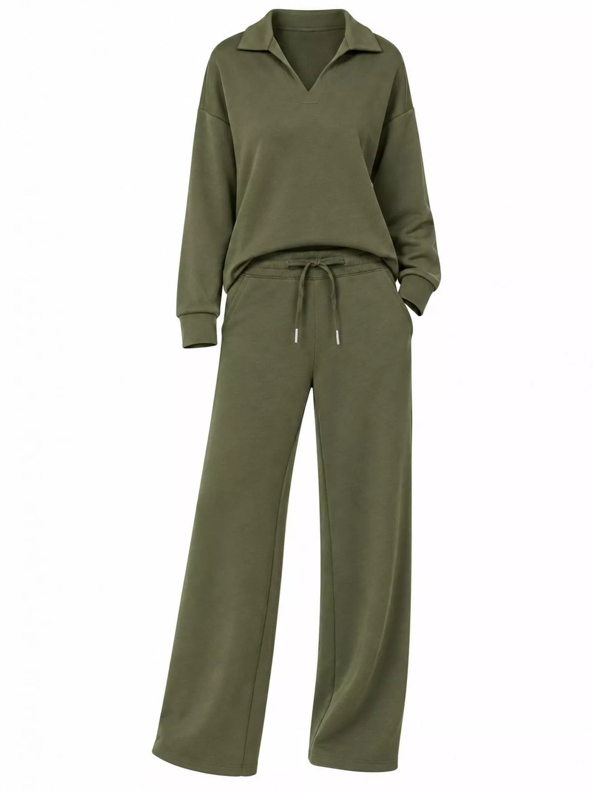Dropped Shoulder Top and Drawstring Pant Set