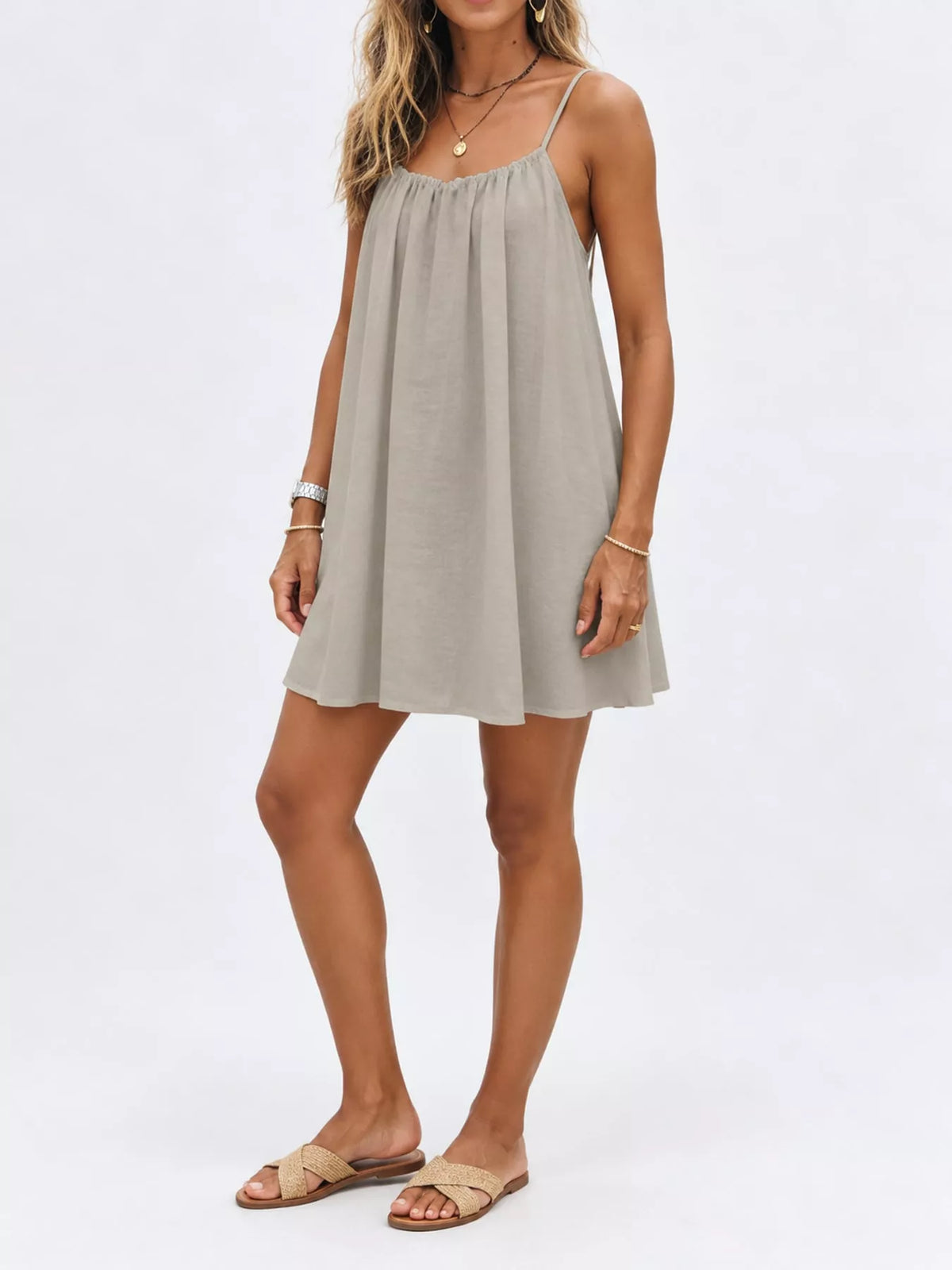Backless Spaghetti Strap A-Line Mini Dress