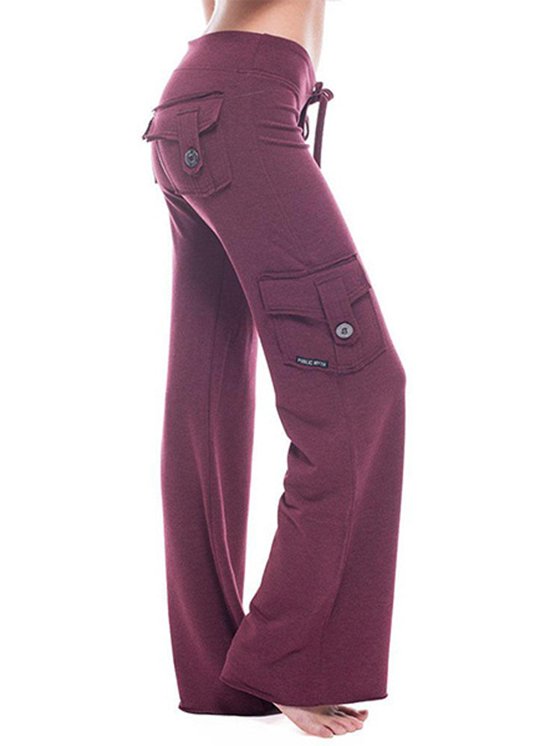Mid-Waist Drawstring Pants with Pockets
