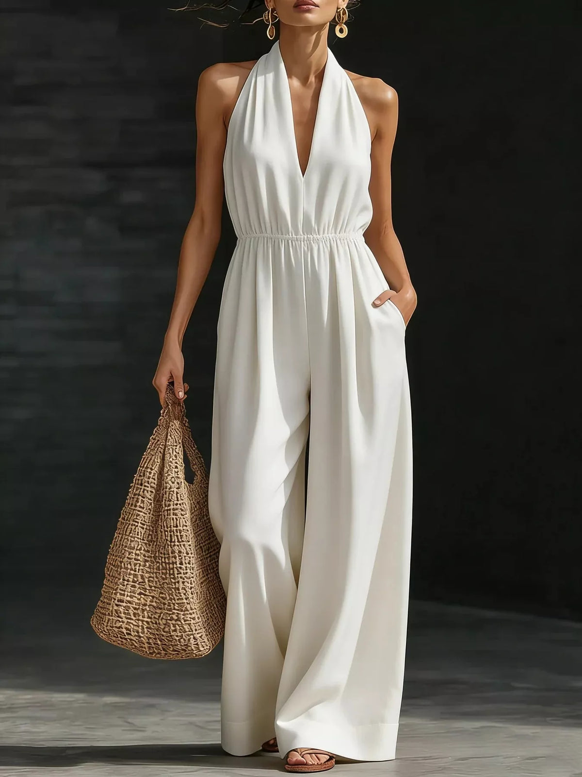 Halter Neck Wide Leg Jumpsuit