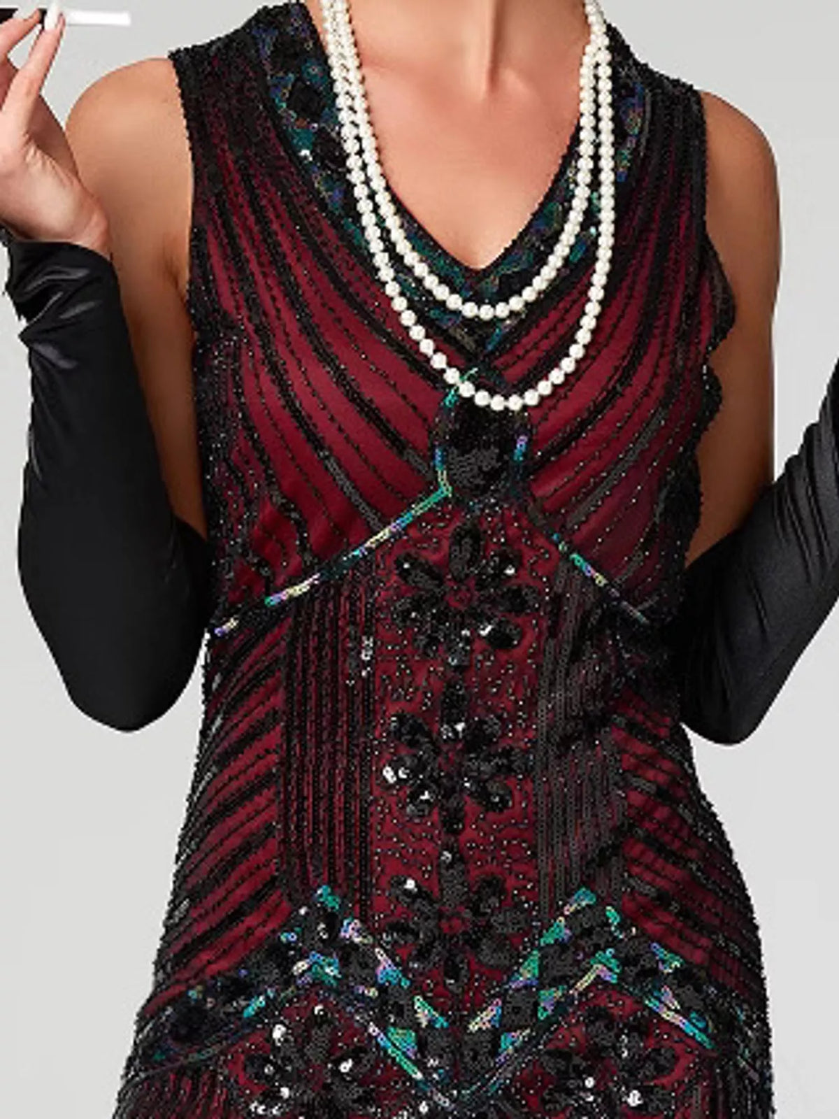 Sequin Fringe Hem Sleeveless Dress