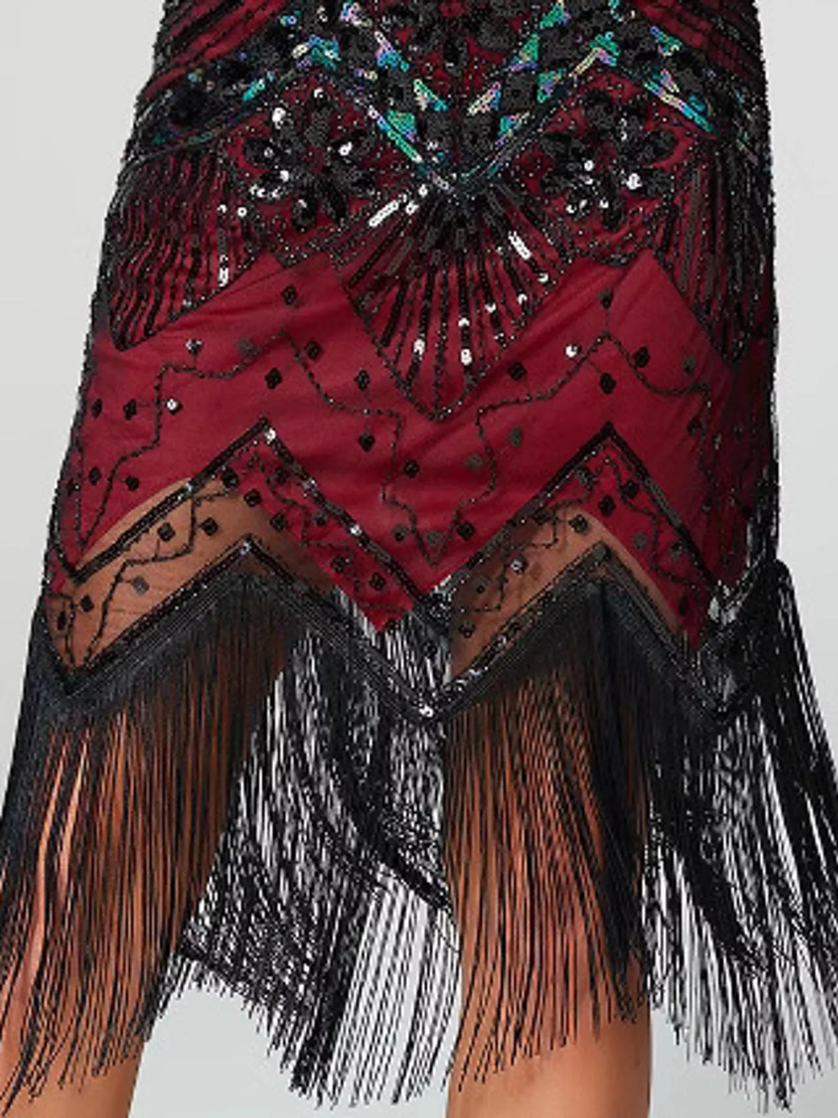 Sequin Fringe Hem Sleeveless Dress