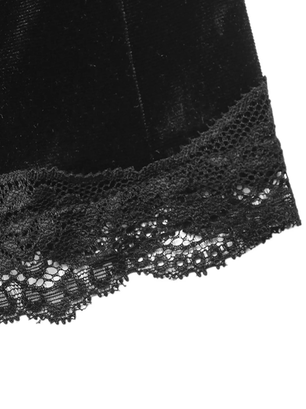 Velvet Mini Skirt with Lace Trim in Black