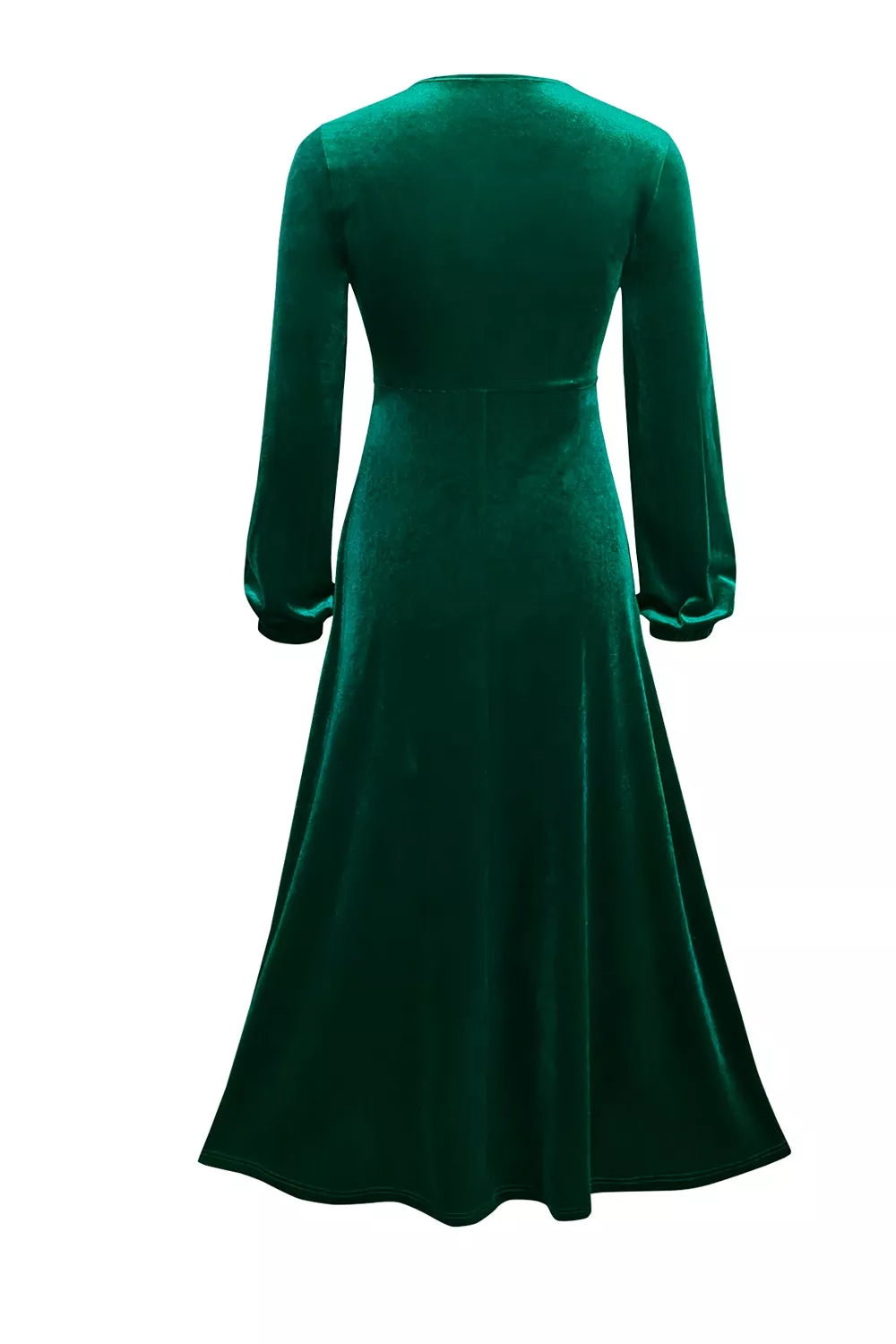 Velvet Balloon Sleeve Maxi Dress in Dark Green