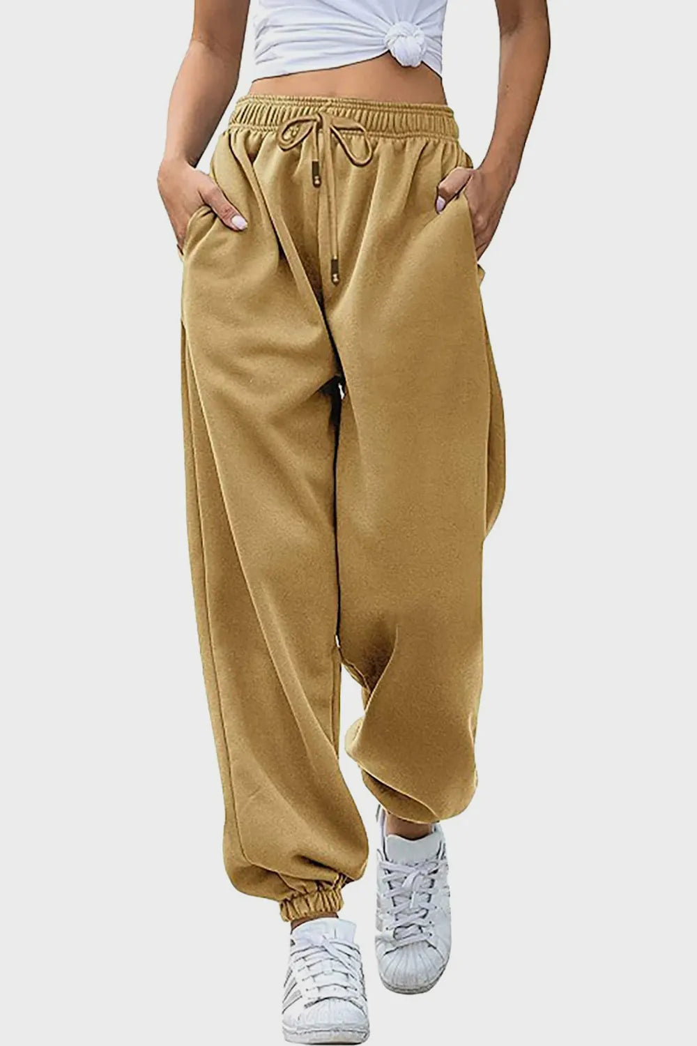 Tie-Waist Joggers with Pockets in Rich Hues by K&L