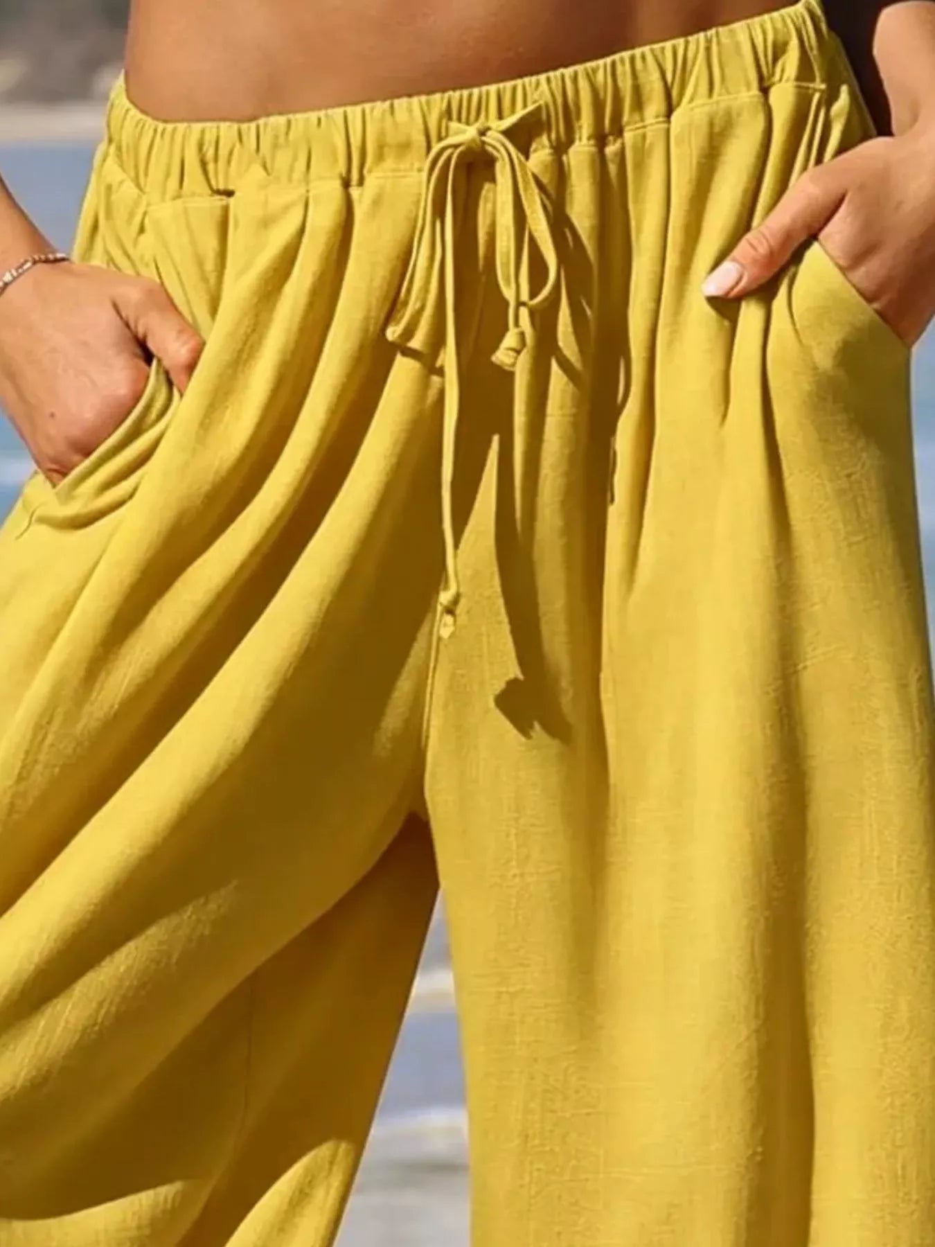 Wide-Leg Pants with Ruffle Hem