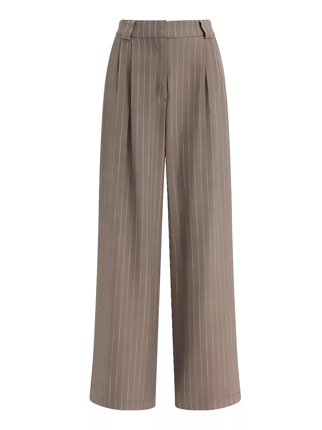 Striped Wide Leg Pants in Beige