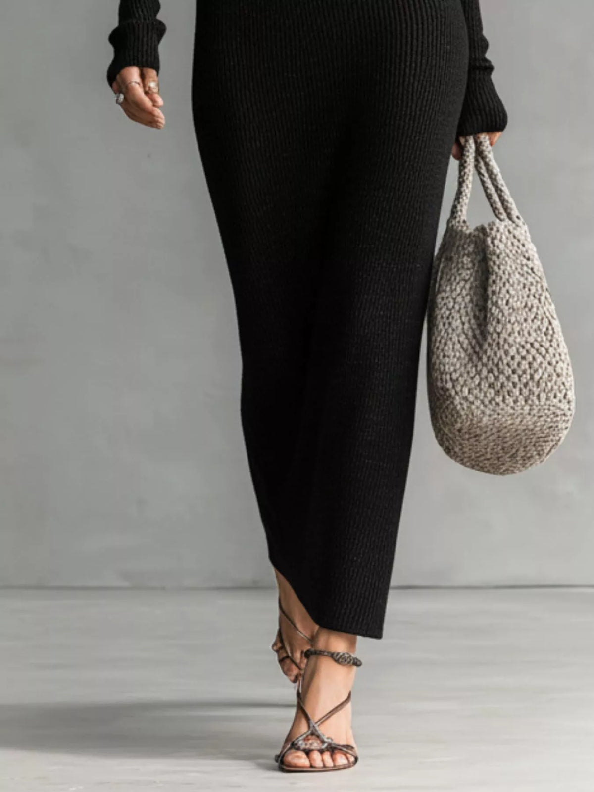 Hooded Knit Maxi Dress with Chest Pockets