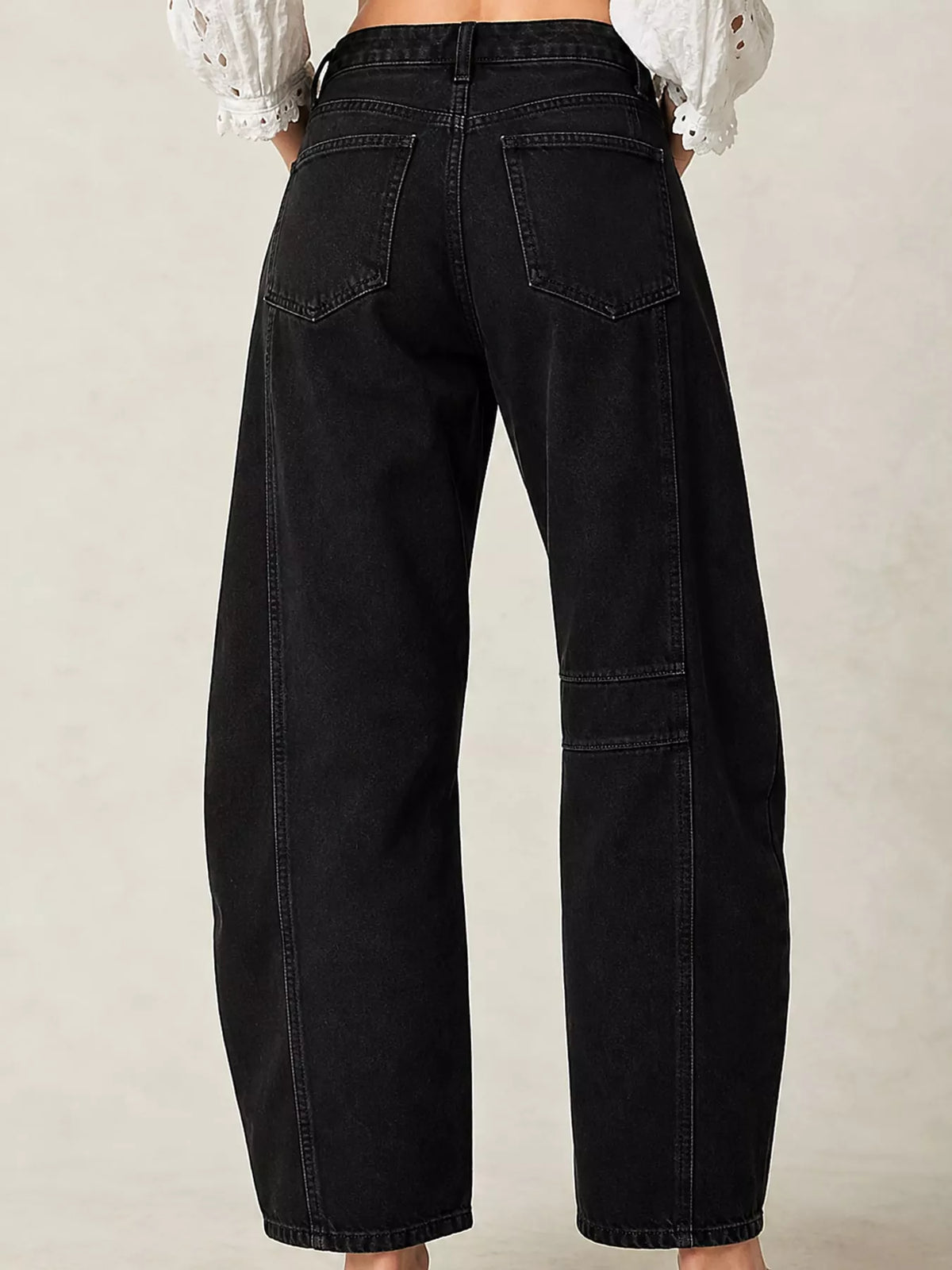 Washed Barrel-Leg Jeans