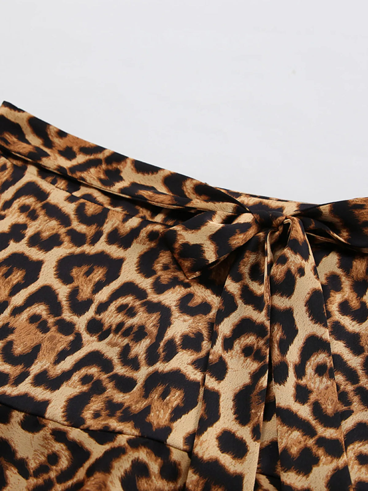 Tied Leopard Print Mini Skirt