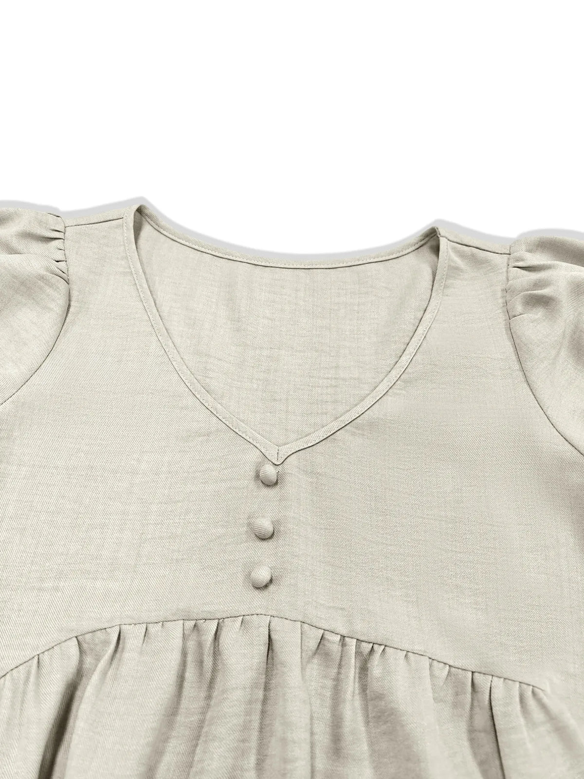Puff Sleeve Babydoll Dress in Beige