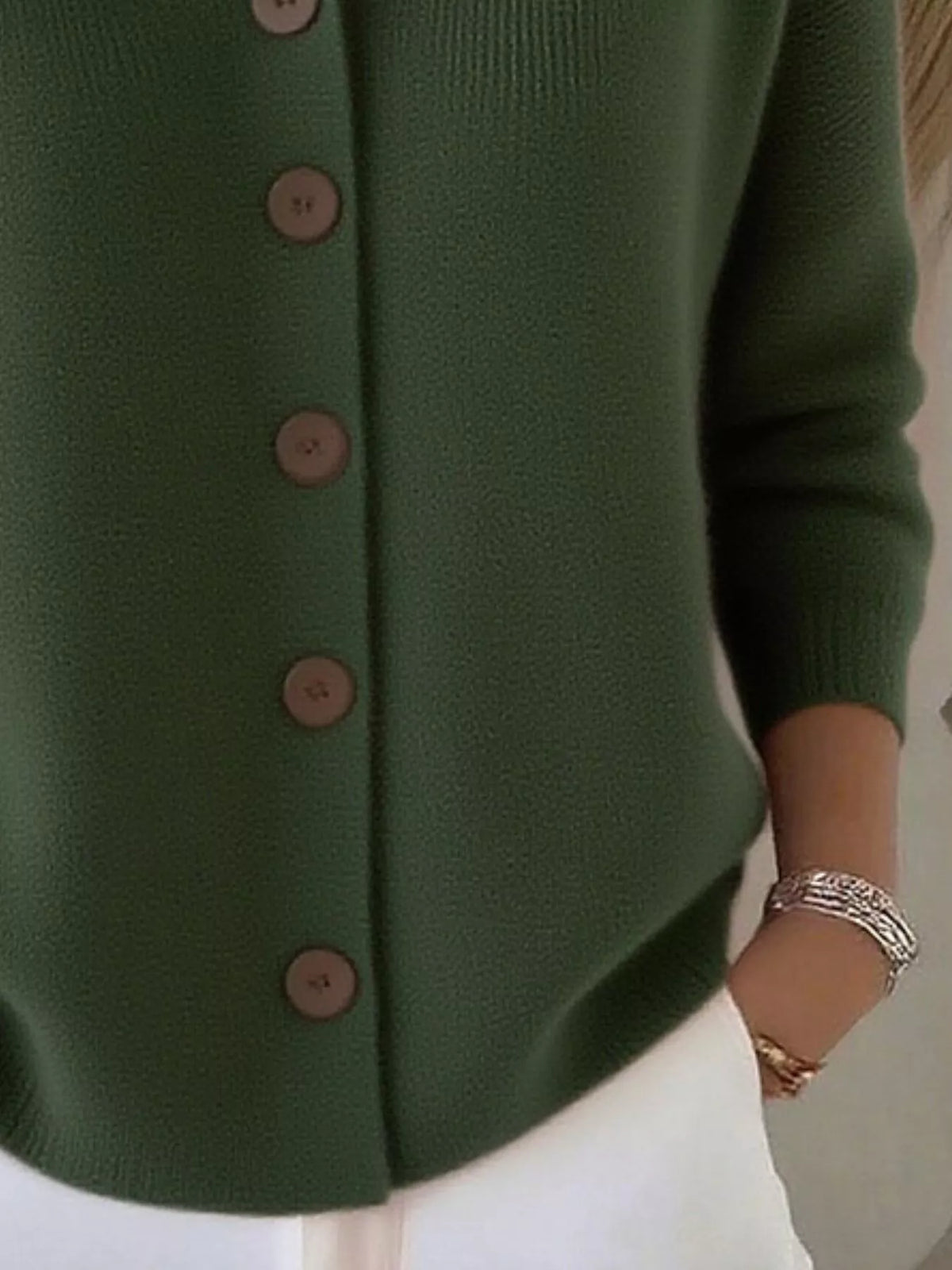 Collared Button-Down Knit Cardigan
