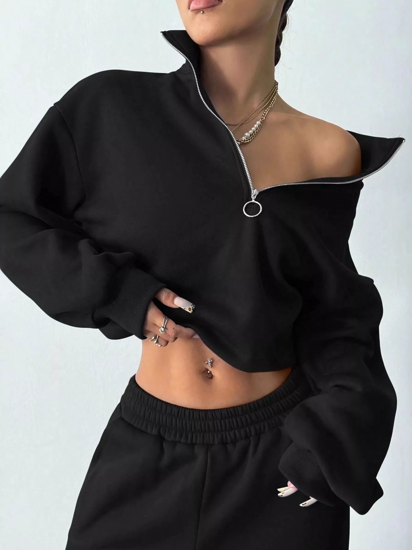 Half-Zip Sweatshirt and Pants Set