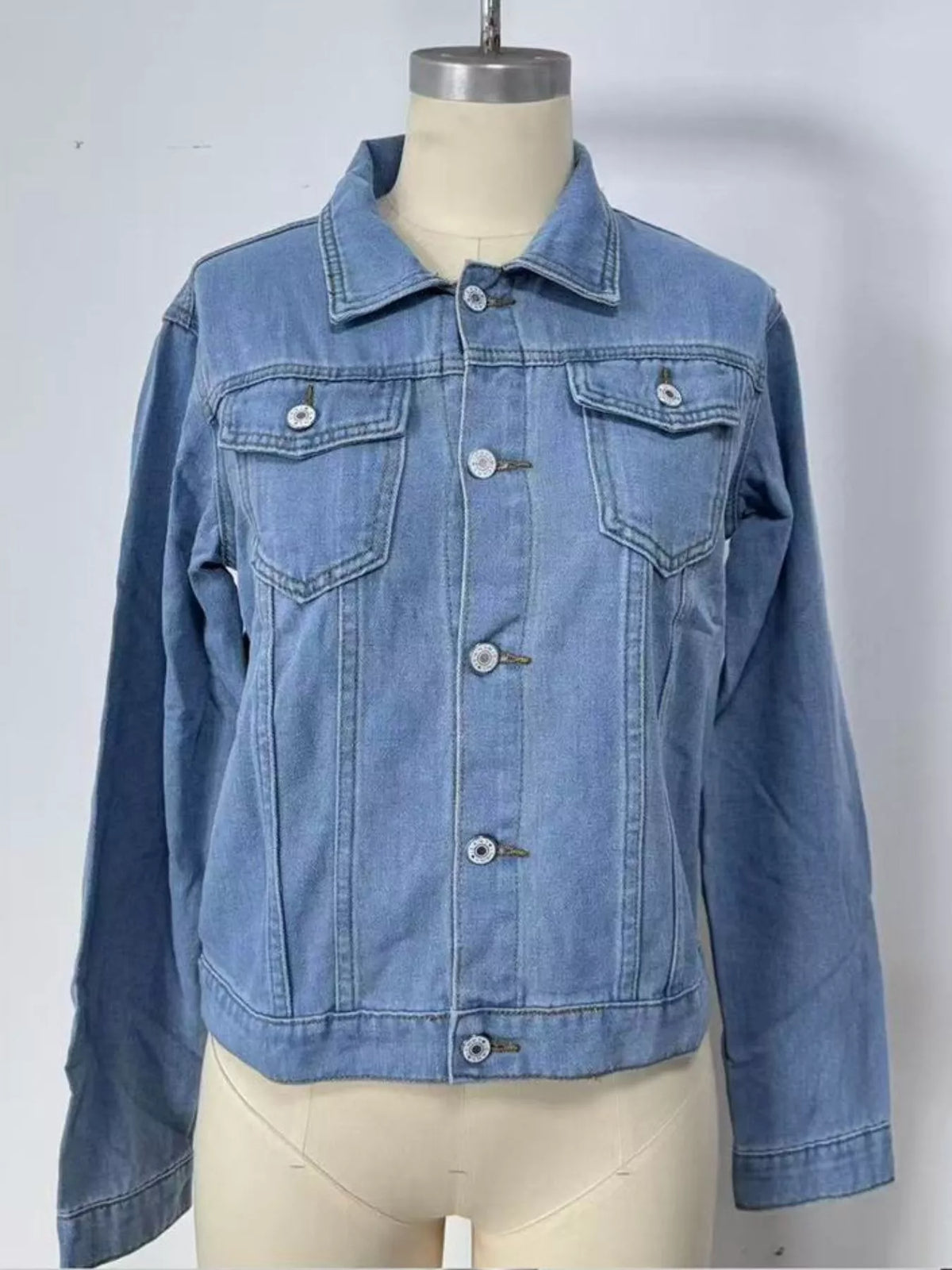 Slim-Fit Button-Up Denim Jacket by Dreamy Drapes
