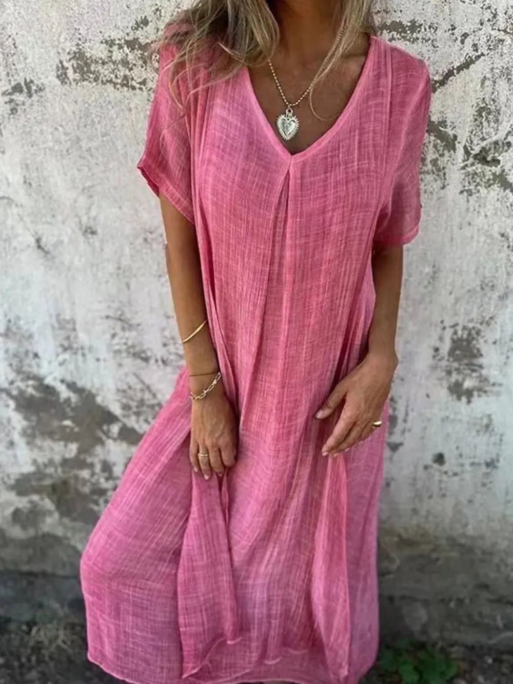 Plus Size V-Neck Midi Dress
