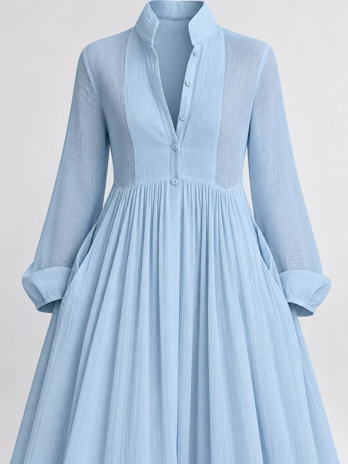 Long-Sleeve Button Front Maxi Dress