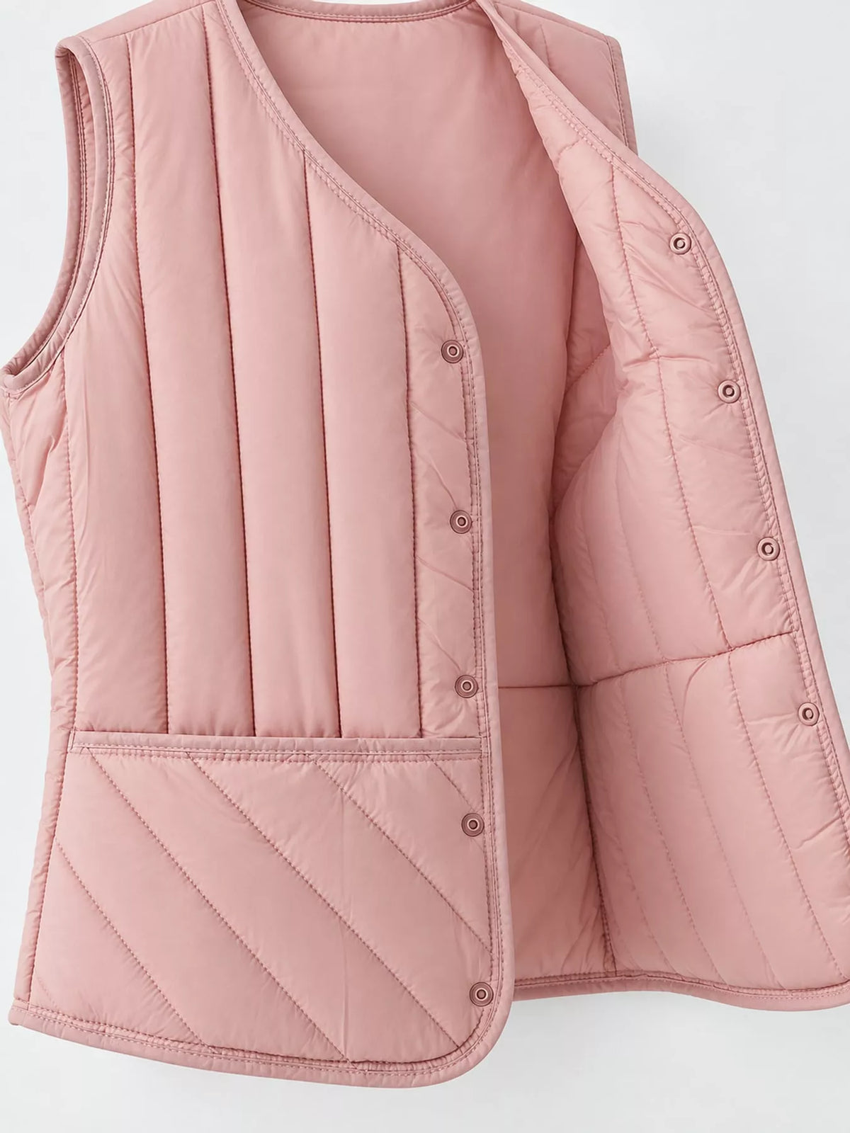 Quilted Button-Up Vest Coat