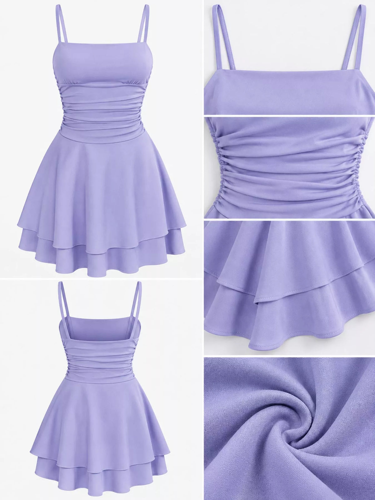 Ruched Spaghetti Strap Mini Dress