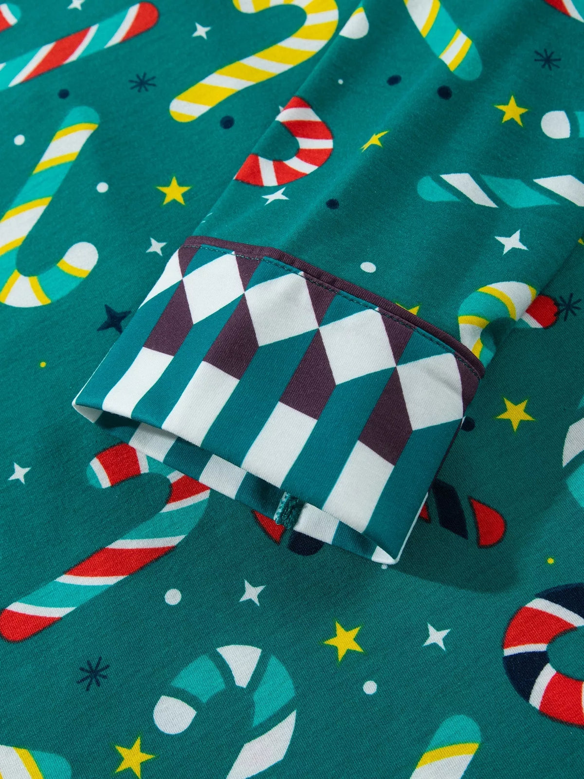 Candy Cane Print Two-Piece Lounge Set in Dark Green
