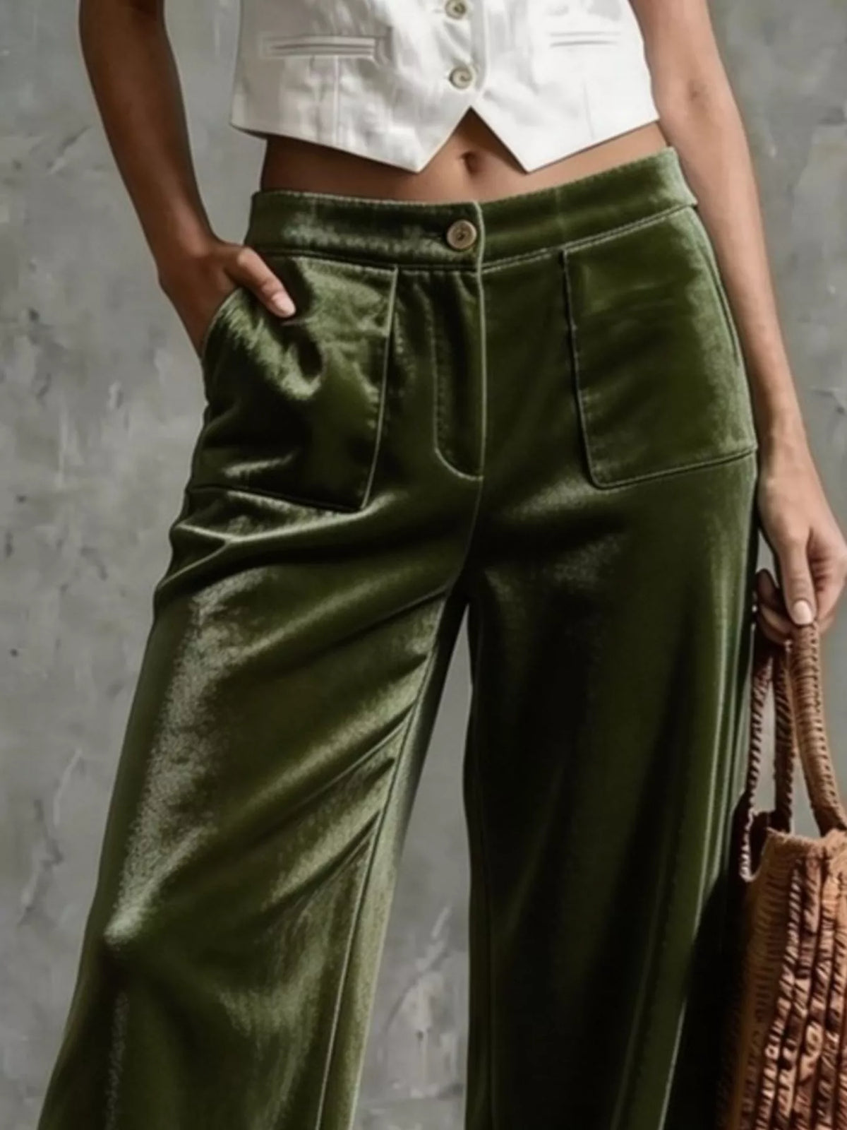Plus Size Velvet Wide-Leg Pants