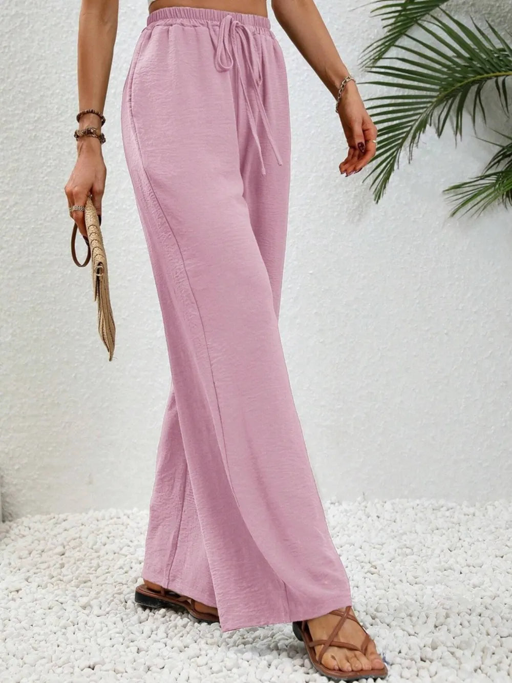 Wide-Leg Drawstring Pants