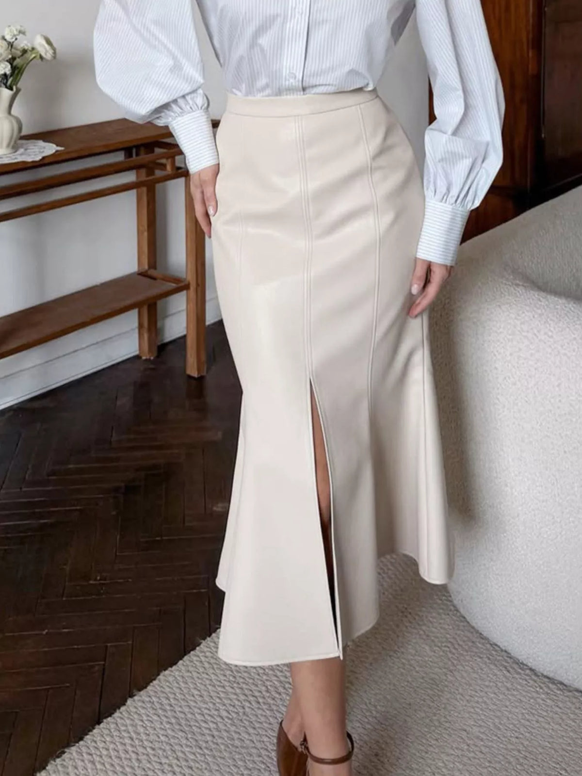 Mermaid Midi Skirt with Side Slit