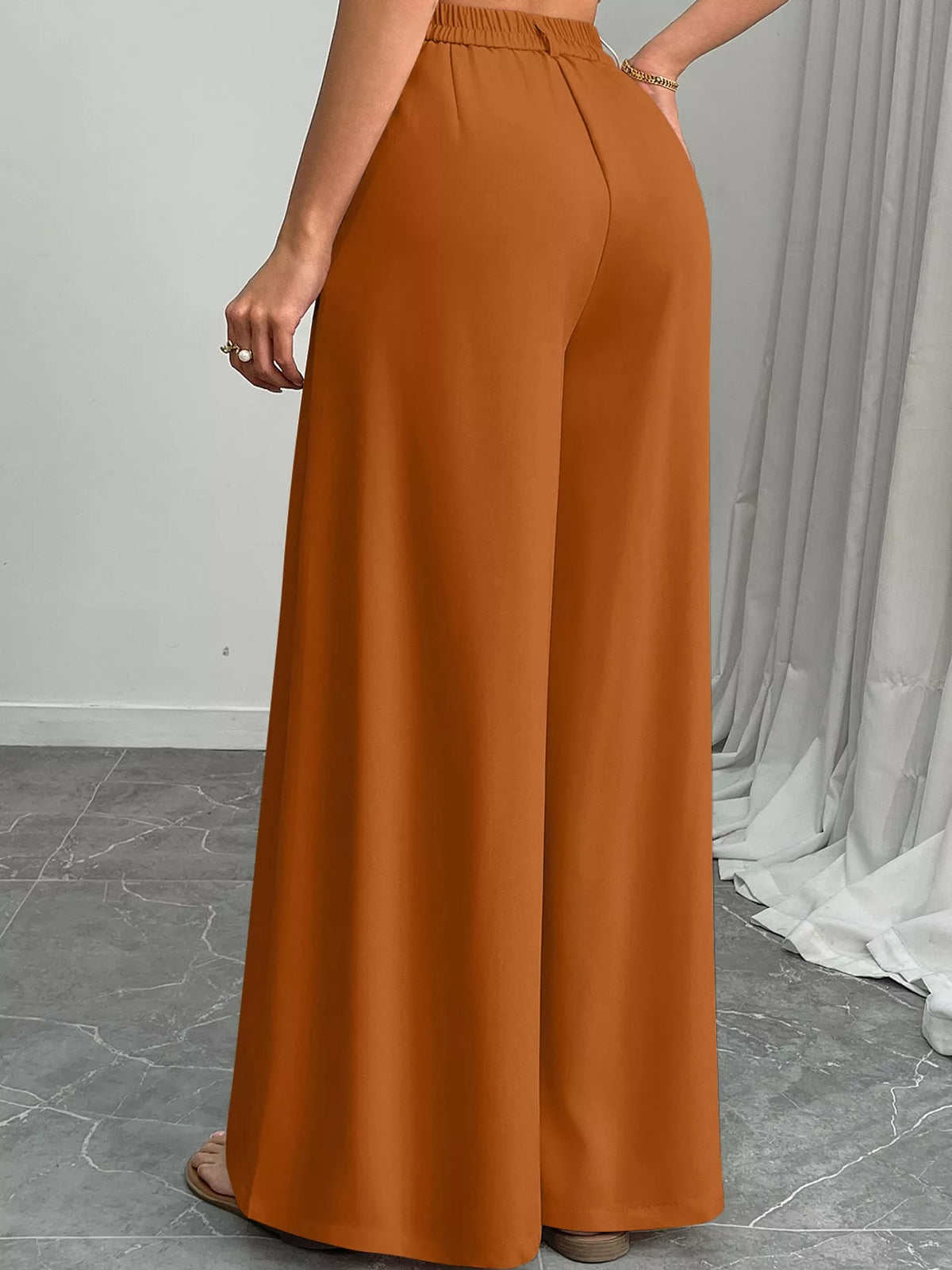 High-Waisted Wide-Leg Pants with Pockets