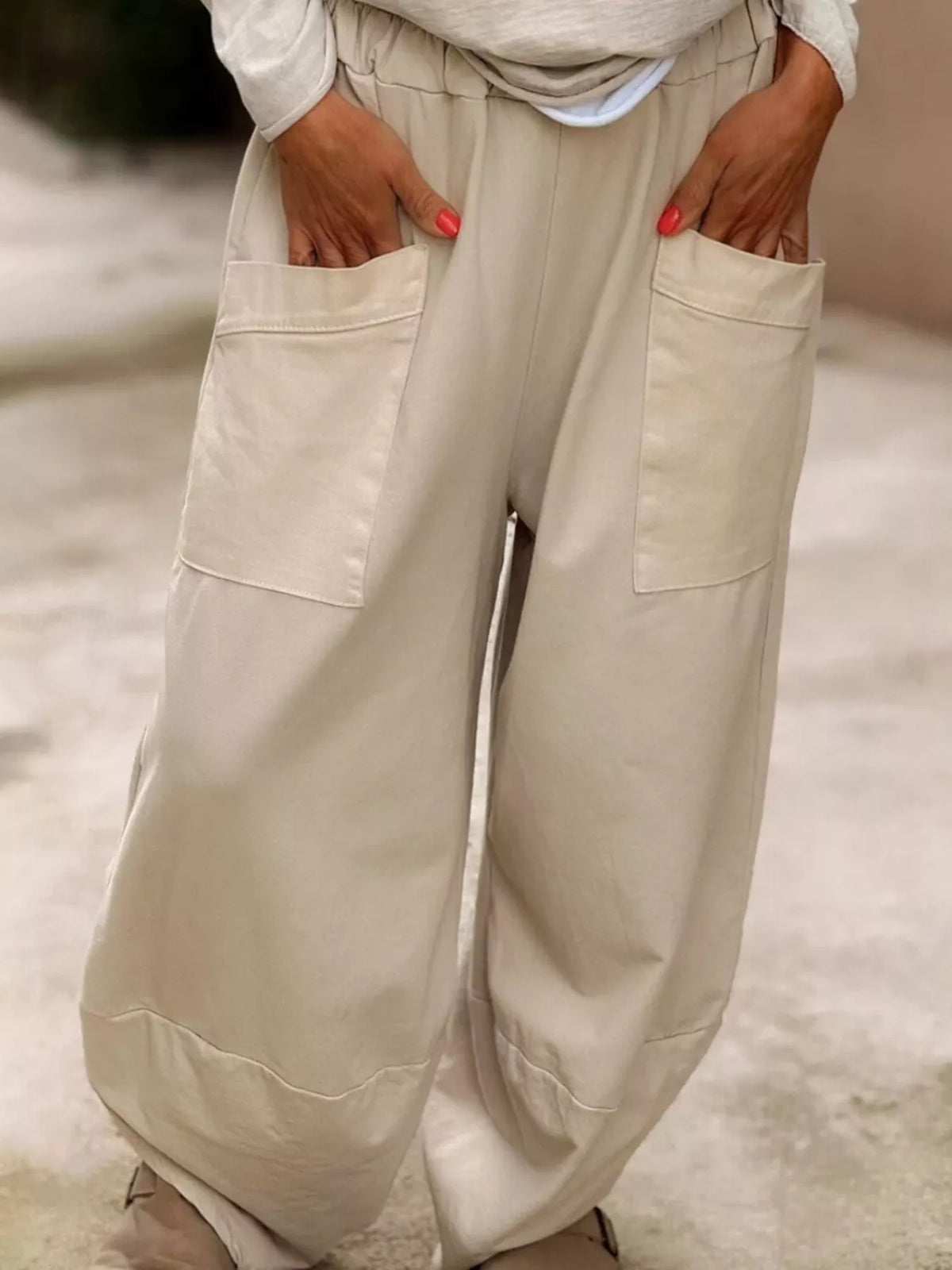Relaxed Fit Pants in Cream