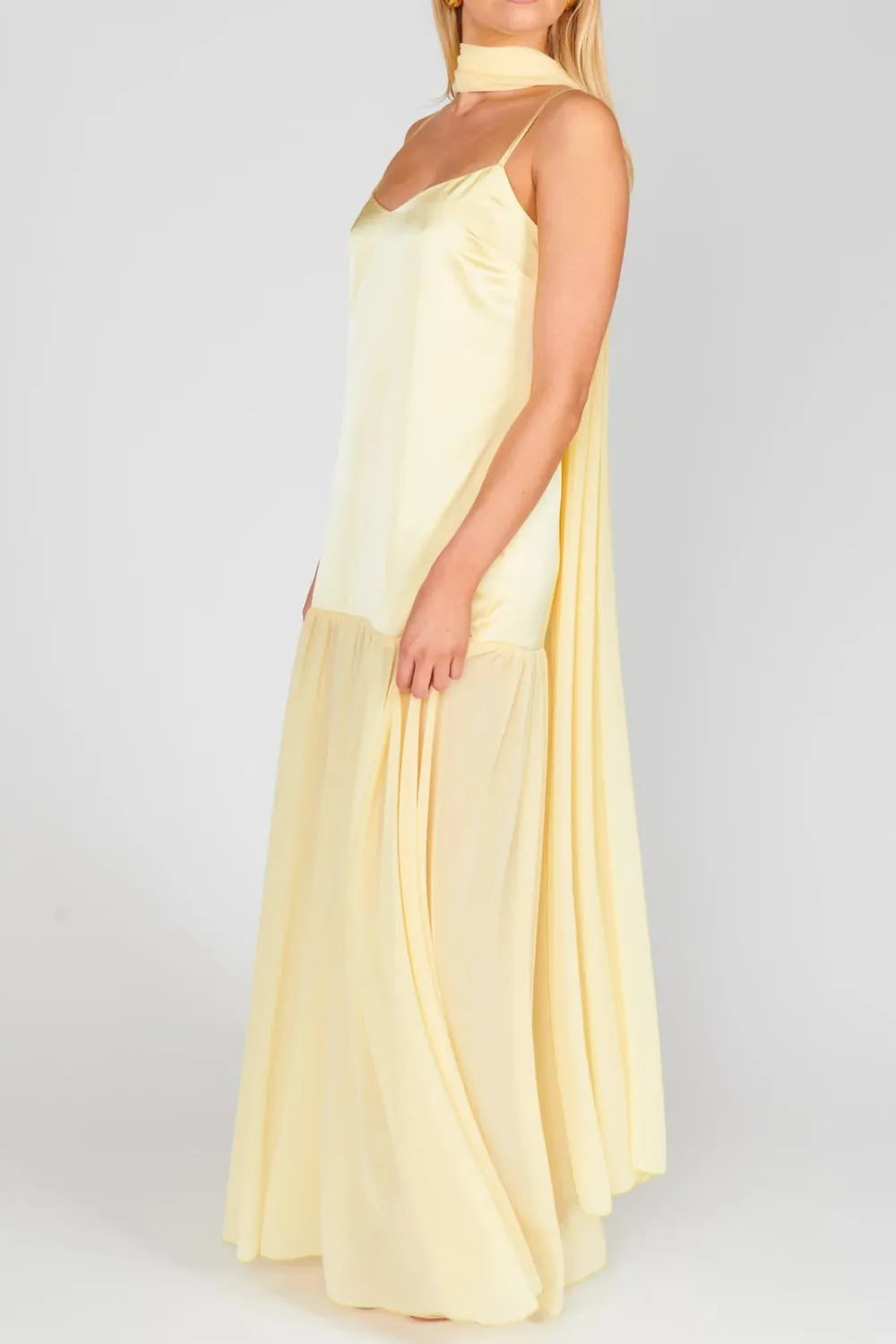 Adjustable Strap Mesh Cami Dress with Scarf