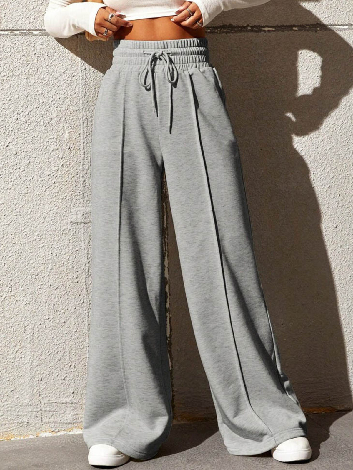 Wide Leg Drawstring Waist Pants