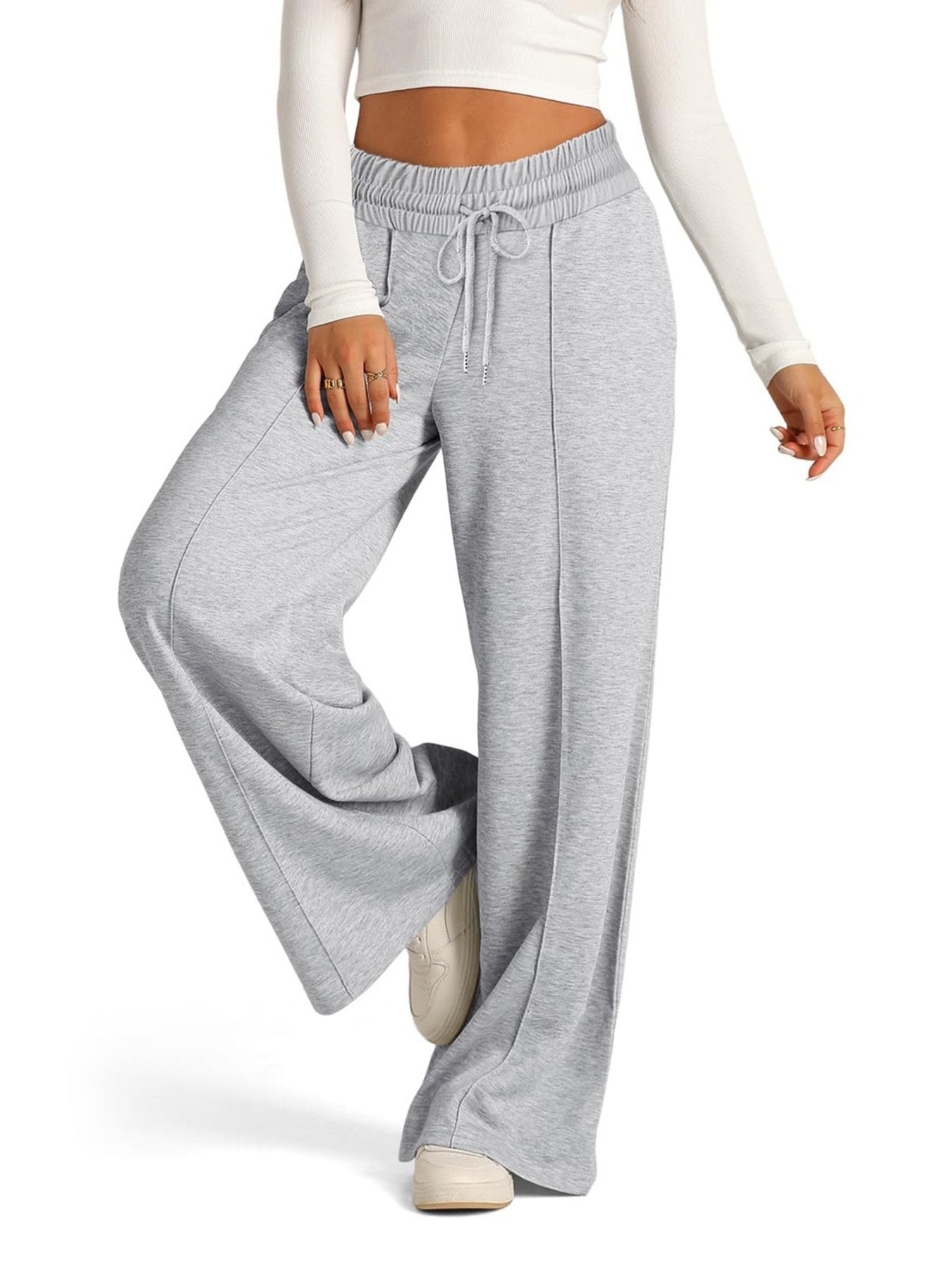 Drawstring Wide Leg Pants with Pockets