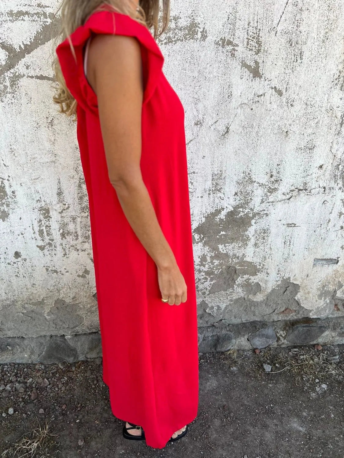 V-Neck Cap Sleeve Wide Leg Jumpsuit