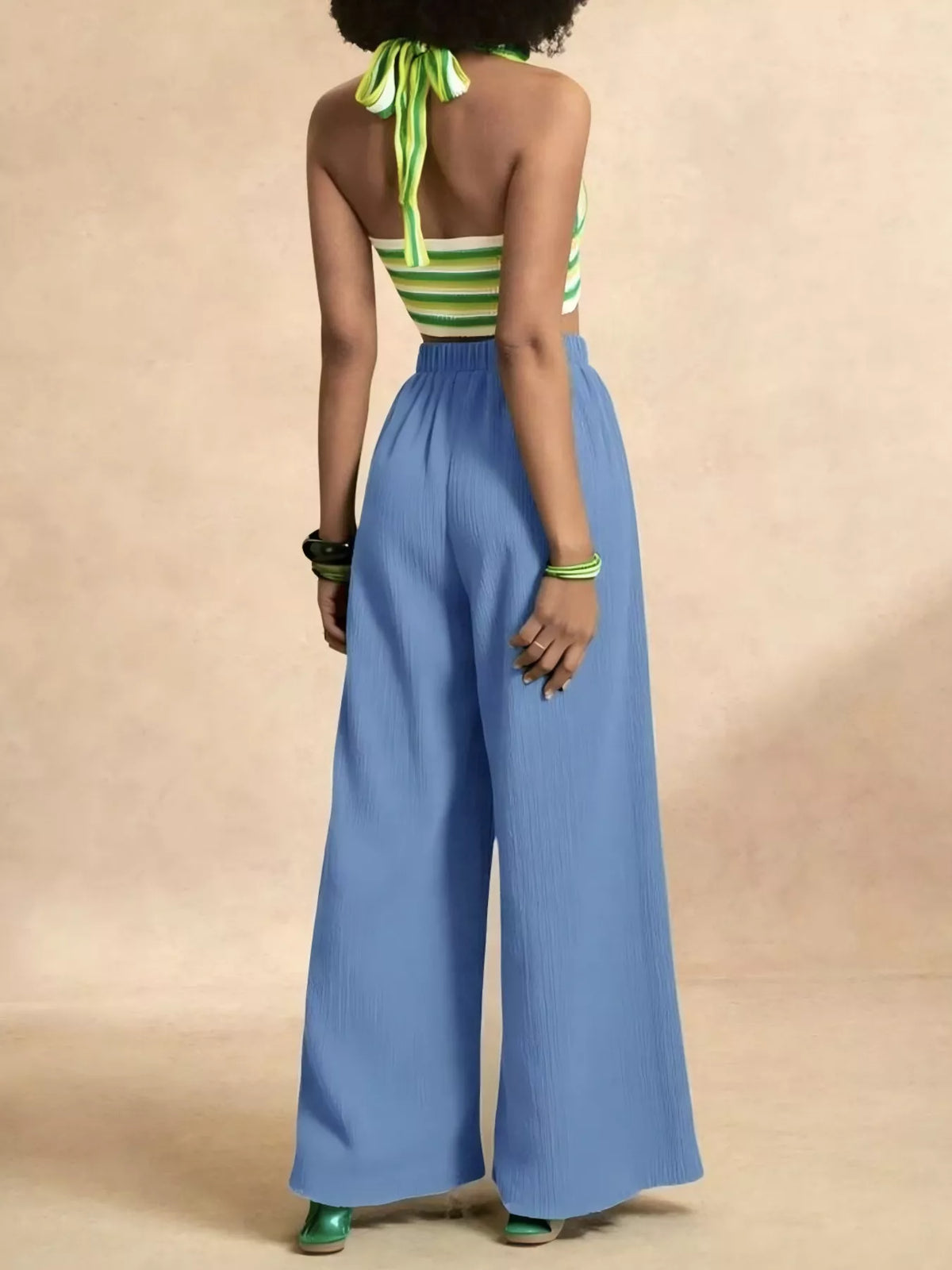 High-Rise Drawstring Wide-Leg Pants