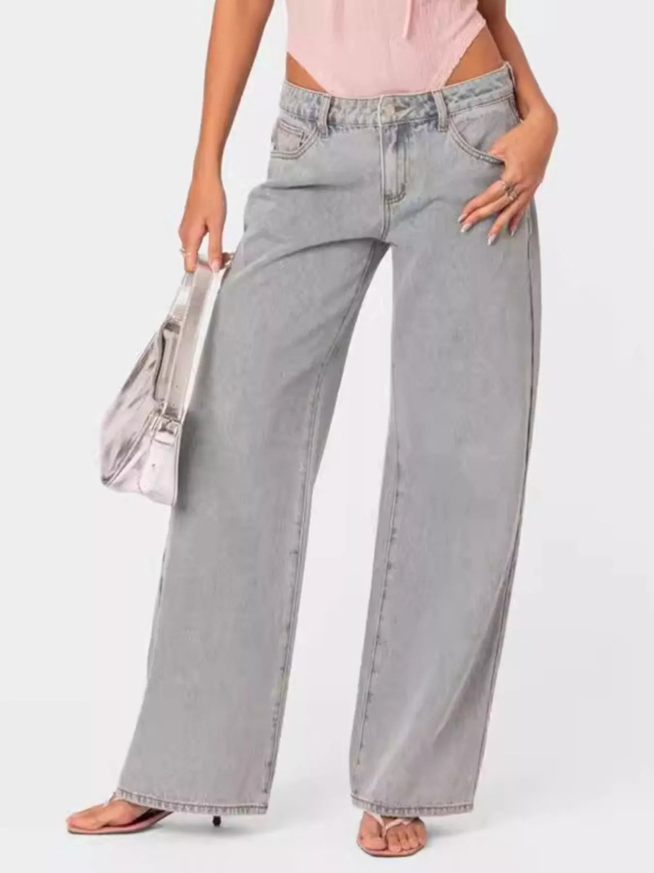 Washed Wide Leg Jeans in Light Wash