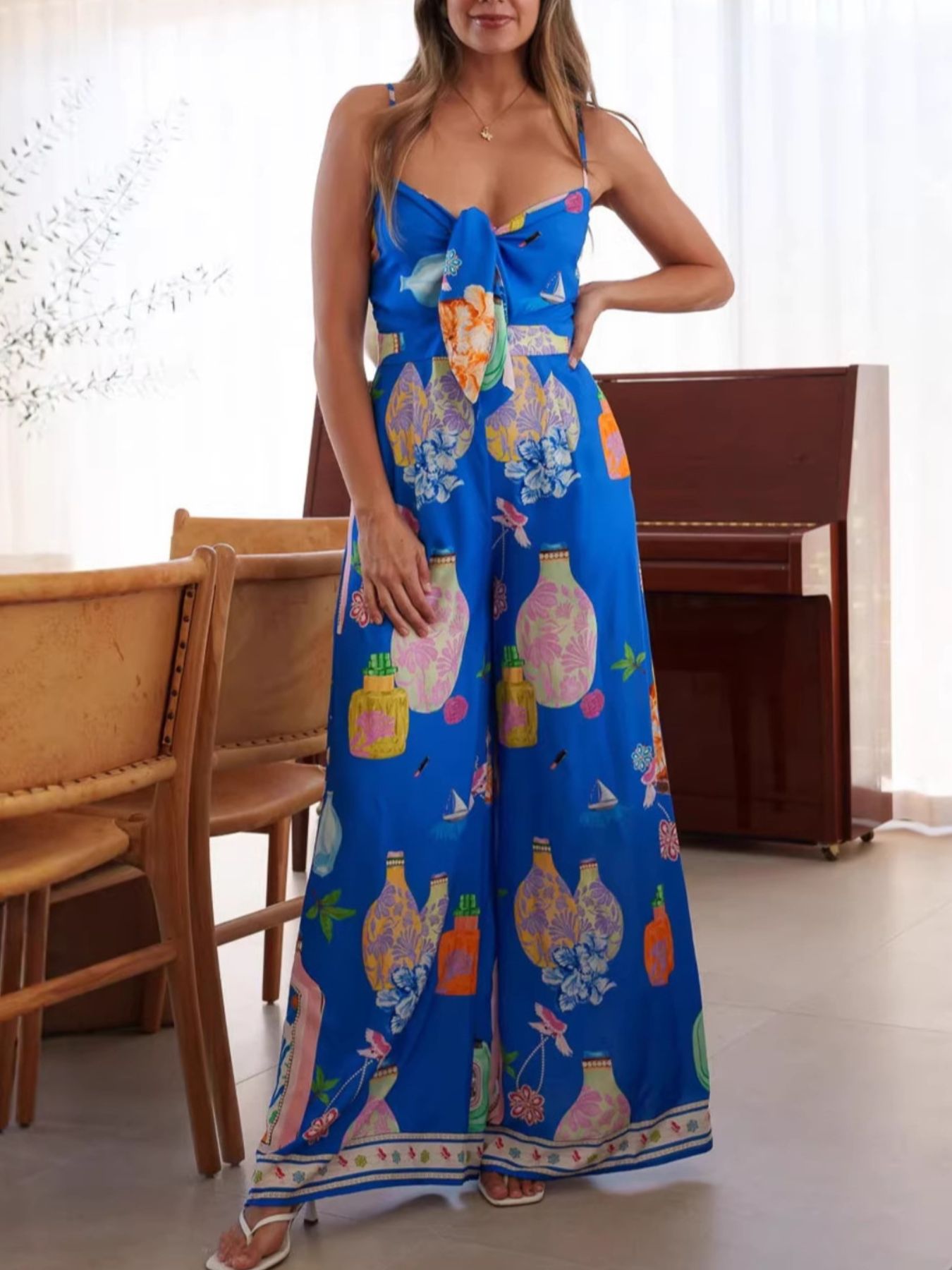 Tie-Front Wide Leg Jumpsuit