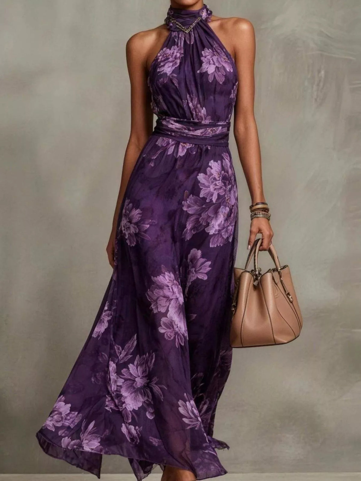 Floral Print Tiered Maxi Dress, Plus Size