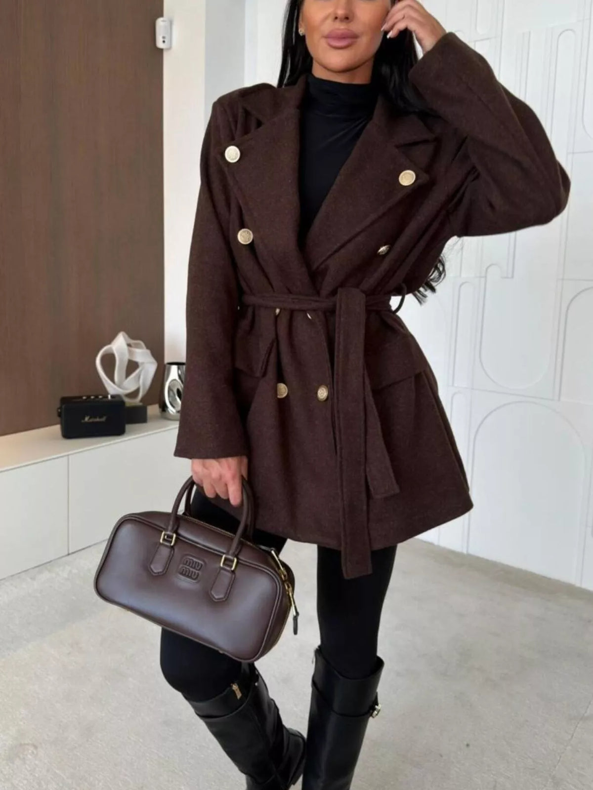 Double-Breasted Belted Coat
