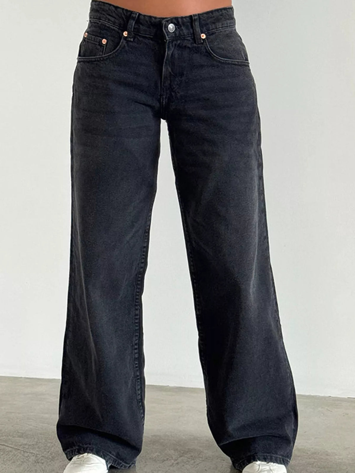 Wide-Leg Vintage Wash Jeans