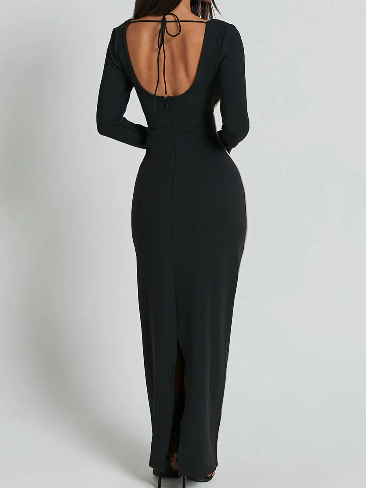 Contrast Trim Bodycon Maxi Dress in Black