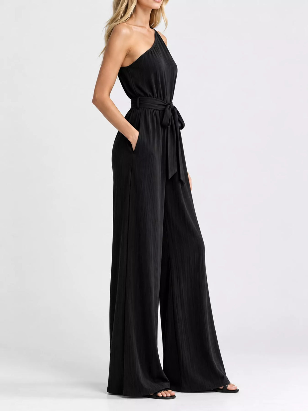 One-Shoulder Wide-Leg Jumpsuit