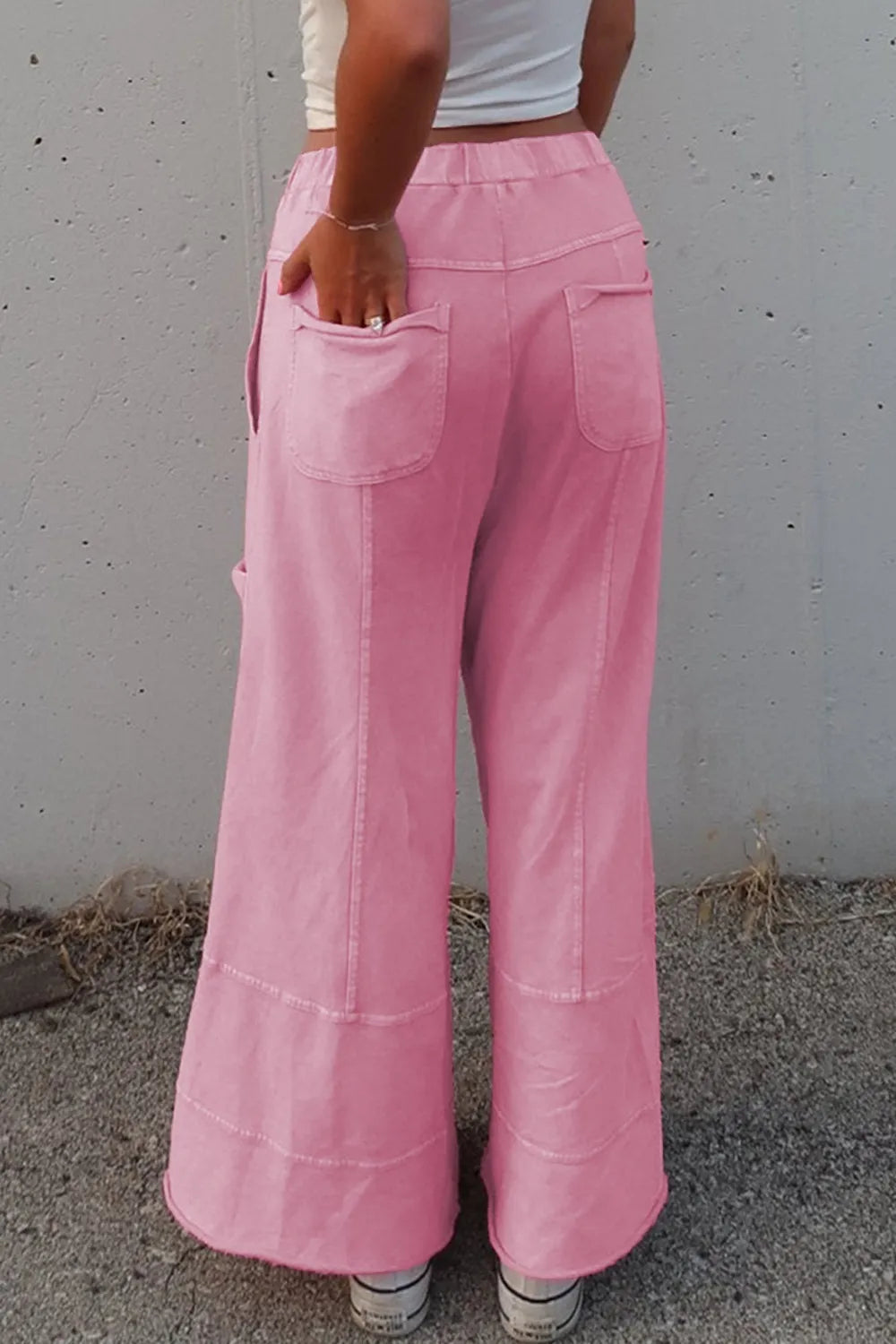 Mineral Wash High-Waist Wide Leg Cargo Pants