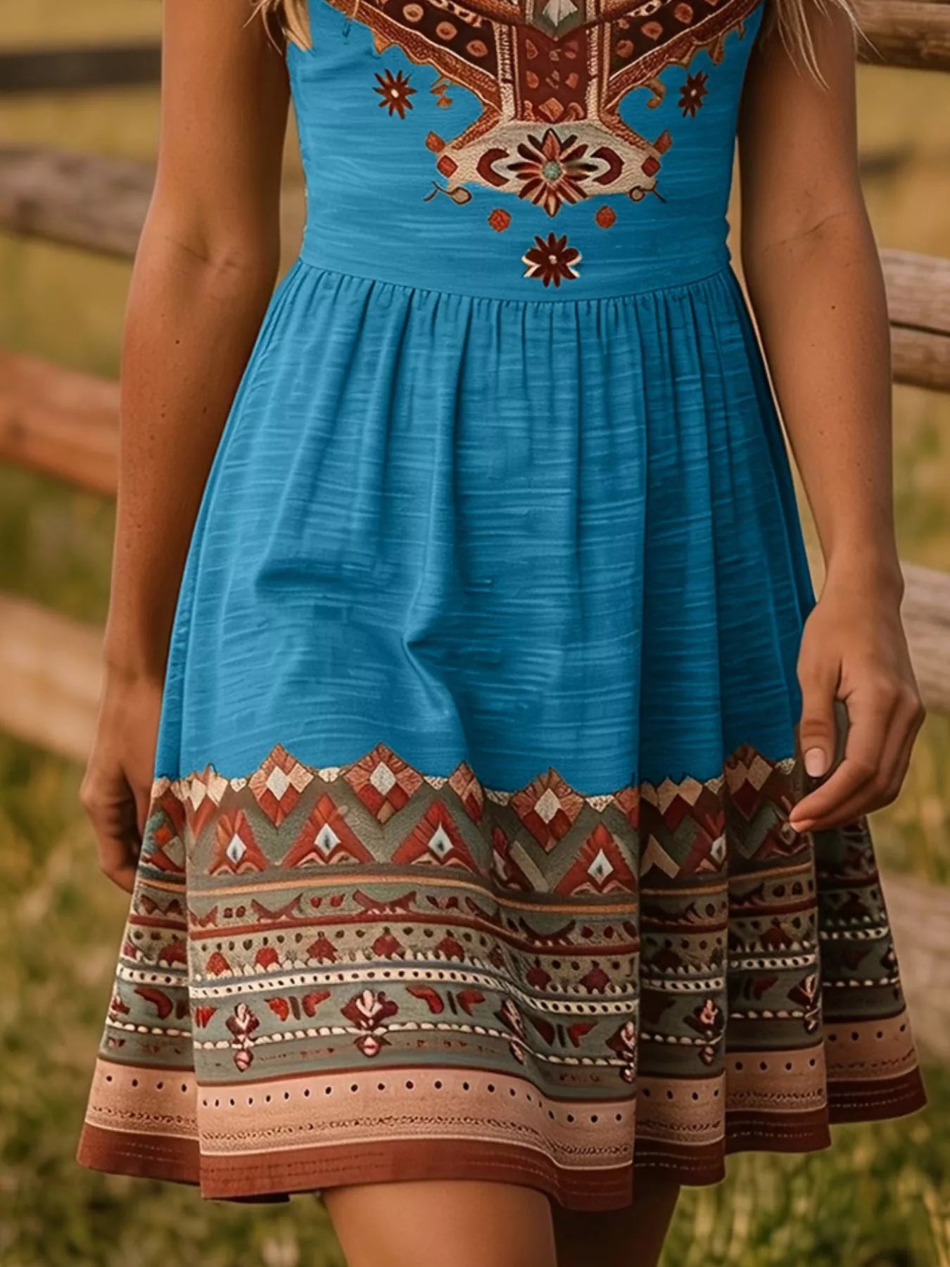 Tribal Print A-Line Summer Dress