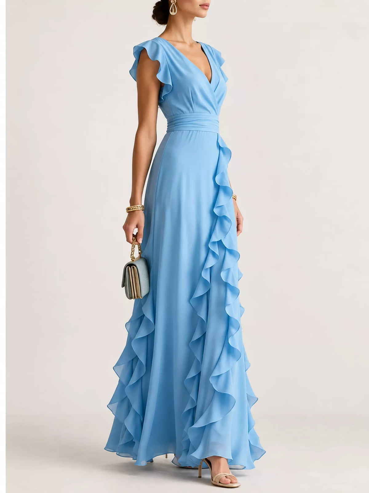 Ruffled Surplice Maxi Dress