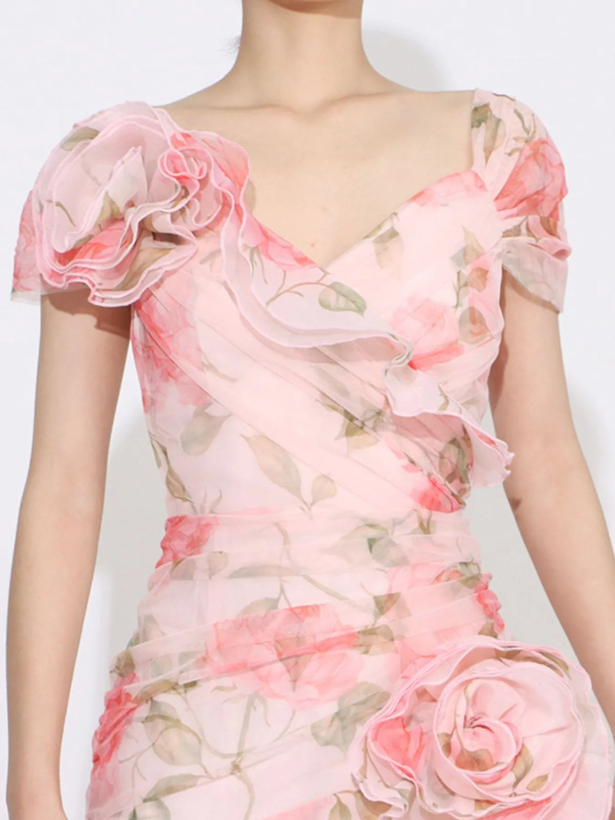 Floral Ruffled Maxi Dress in Print
