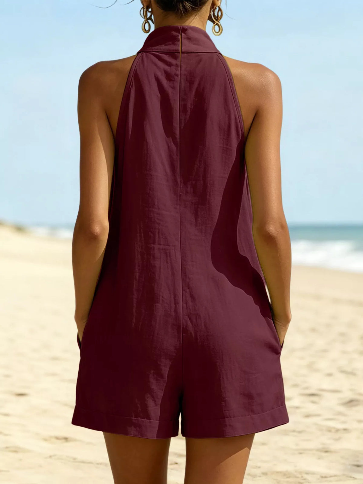 Halter Neck Pocketed Romper