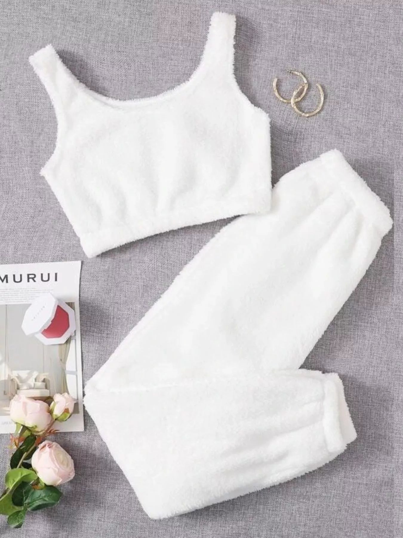 Cozy Plush Cropped Tank and Pants Set