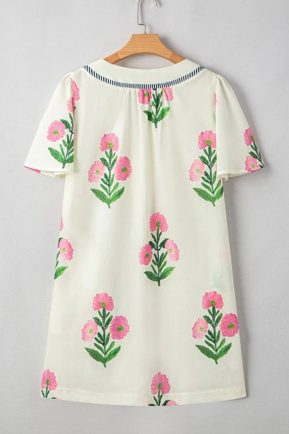 Floral Flutter Sleeve Mini Dress in Cream